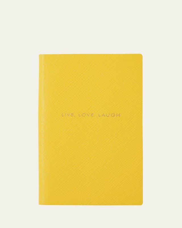 "Live, Love, Laugh" Panama Leather Pocket Notebook, Lemon